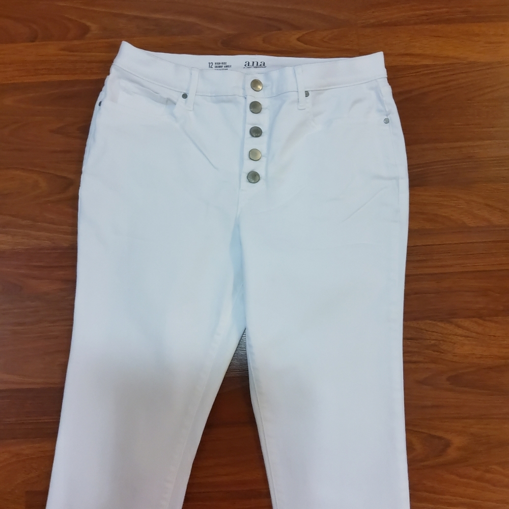 New a.n.a. High-Rise Skinny Ankle White Jeans Size 12 - Picture 3 of 7